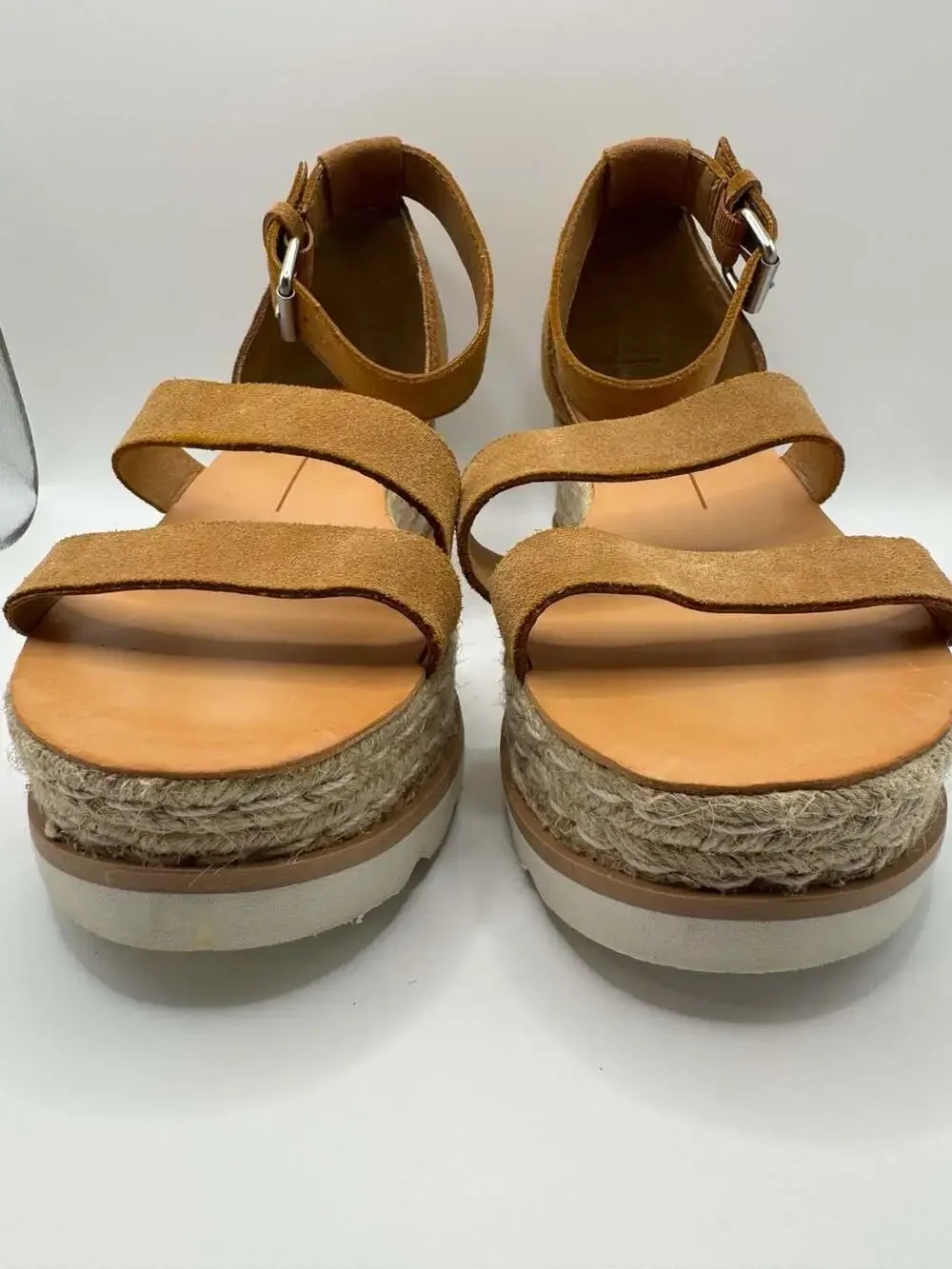 Dolce Vita Liza Brown Suede Strappy Platform Espadrille Wedge Sandals 8.5